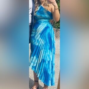 Blue one shoulder dress